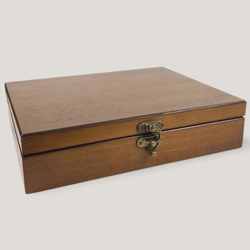 Wooden Valet Box Chess Piece Storage Case Jewelry Keepsake Memory Organizer 12"